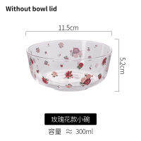 Ins Small Fresh Heat Glass Bowl Ho Vegetable Fruit Salad Bowl Household Rice Bowl Heat Insulation Instant Fresh Fruit Bowl