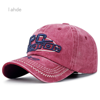 Lahde หมวกคาวบอยซักกีฬากลางแจ้งวินเทจปรับได้ NEW YORK หมวกเบสบอลผู้ชายปีกโค้งคู่ลำลองหมวกบังแดด55-60ซม.