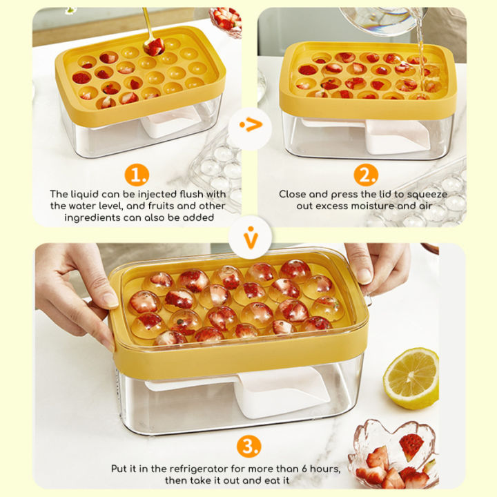 2022รอบแม่พิมพ์น้ำแข็งพร้อมกล่องเก็บ2-in-1ถาดน้ำแข็งทำแม่พิมพ์กล่อง-maker-บาร์สำหรับห้องครัวตู้เย็นอุปกรณ์เสริม-home-gadgets