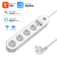 Universal WiFi Smart Power Strip With EU 4 Outlets 3 USB Charge Port Outlet Timing App Voice Control Work With Alexa Google Home Ratchets Sockets