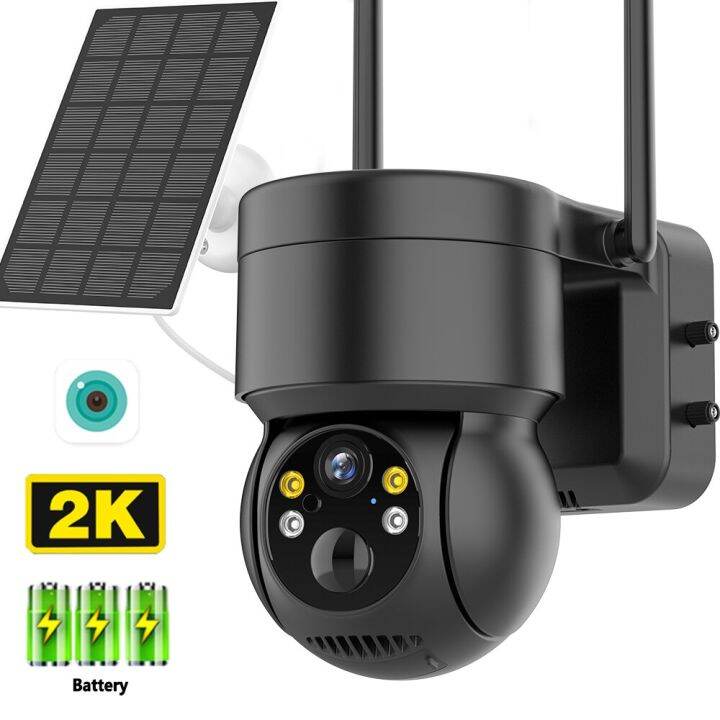 PTZ IP Camera Outdoor Wireless Solar Wifi Camera With Solar Panel 4MP ...