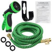 50ft/75ft/100ft Upgraded Expandable Garden Water Hose 50ft/75ft/100ft +10 Function Spray Nozzle Green