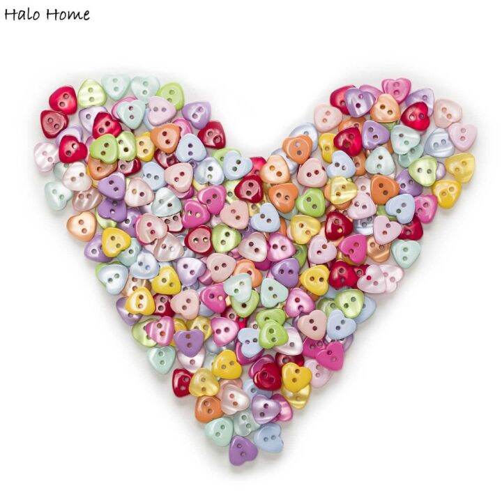 heart-multi-color-optional-50-100pcs-2-holes-resin-buttons-home-decor-clothing-sewing-scrapbooking-card-making-diy-12x11mm-haberdashery