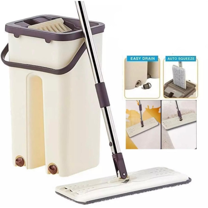 Flat Mop Self Wash Squeeze Dry Floor Mop 2in1 360 Spin Mop With Bucket