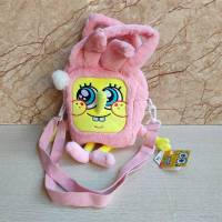 SpongeBob SquarePants Cartoon cute pink rabbit plush crossbody bag cute handbag girl heart fashion large capacity