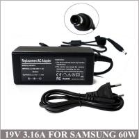 19V 3.16A 60W อะแดปเตอร์ AC ปลั๊กชาร์จแล็ปท็อปสำหรับโน๊ตบุ๊ค Samsung NP-RC510 RC512 NP-RC512 RC518 NP-RC518 NP-N150 NP-N310