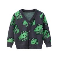 2020 Boys Knit Cardigan Sweater Spring Autumn Children Sweater Coat Baby Kid Cartoon Crocodile Sweater Fashionable Green Sweater