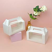 Boxjourney กล่องเค้กหูหิ้ว ดับเบิ้ลวินโดวส์ สีขาว 10x18x9 ซม. (20 ชิ้น/แพ็ค)