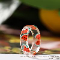 17KM Fashion Fruit Alphabet Butterfly Pattern FingerRing Korean Transparent Rings Women Jewelry Accessories