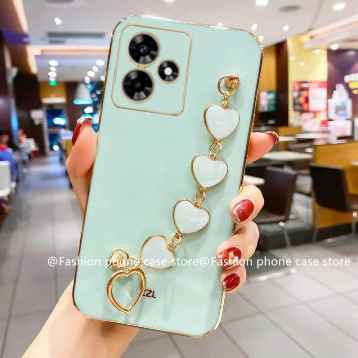 เคสโทรศัพท์-infinix-hot30-hot-30i-hot-30-play-เคส-phone-case-หรูหราสีสันลูกกวาดชุบเคสซิลิโคนอ่อนนุ่มพร้อม2023สร้อยข้อมือรูปหัวใจ