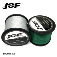 JOF แบรนด์เอ็นตกปลาเส้นใยแบบหลายเส้น PE ถัก4เส้น10lb-80lb สายการประมงลอยปลาคาร์พสายเชือกตกปลาอุปกรณ์ตกปลา9สี