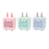 Plastic Alarm Clock Night Light Table Desk Clocks Gadget Compact Bunny Shaped Mini Kids Alarm Clock for Bedside Adults Girls