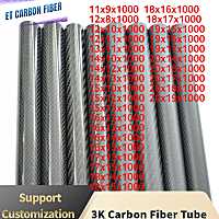 1PCS 3K Carbon Fiber Tube OD11 12 13 14 15 16  17 18 19 20 mm Full Carbon  for RC Plane DIY Quadcopter Arm Length 1000mm Wires Leads Adapters