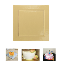 แผ่นรองเค้ก พรีเมี่ยม สี่เหลื่ยมจตุรัส แพค 5 ชิ้น Cake board สีทอง สีเงิน โทนคลาสิคกึ่งด้าน  ขนาด 16, 21, 23, 26 cm