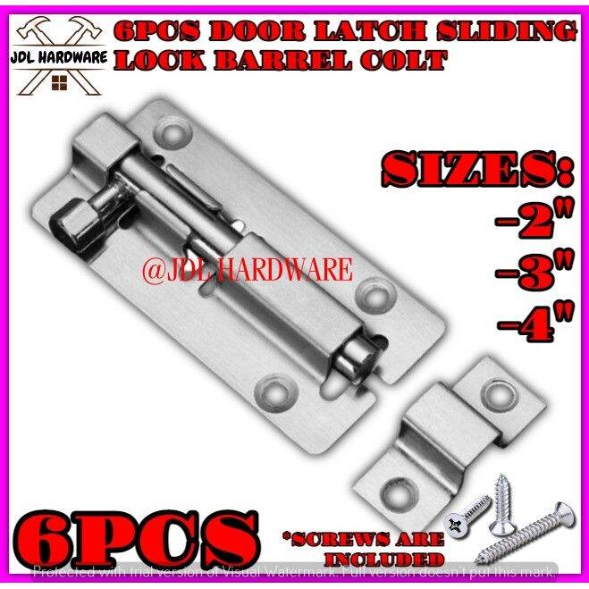 ☝2205 6PCS Silver Stainless Steel Door Latch Sliding Lock Barrel Bolt