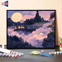 DROFE【40*50ซม.】ระบายสีตามตัวเลข/ ทิวทัศน์ / ทาสีด้วยมือ DIY / เกมลดความเครียดสำหรับผู้ใหญ่และเด็ก / สีอะครีลิค / ผืนผ้าใบวาดด้วยมือ