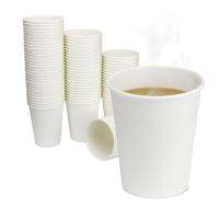 MONGKA 9 Oz Disposable White Paper Coffee Cups Hot and Cold Beverage Cup For Espresso Cortado LatteTea