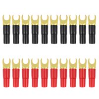 Crimp Spade Connectors Terminal 8Ga Barrier Copper Connector Terminals Spades Adapters Fork Ring Plated Gold Wire Speaker U