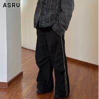 ASRV กางเกงแฟชั่นฤดูร้อนกางเกงวอร์มใหม่ทรงหลวมลายทางแบบง่าย