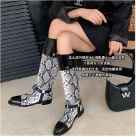 BIKER COMBAT เข่าเข่ารองเท้าบูทผสมสี botas de mujer designer รองเท้าผู้หญิงรถจักรยานยนต์ shoodle Women