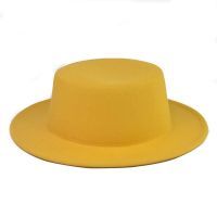 New Classic Solid Color Felt Fedoras For Men Women Artificial Wool Blend Jazz Cap Wide Brim Simple Church Derby Flat Top Hat