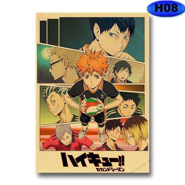 ตกแต่งบ้านอะนิเมะ-haikyuu-โปสเตอร์วอลเลย์บอลเด็กศิลปะการตกแต่งภาพวาดกระดาษคราฟท์ย้อนยุคพิมพ์ห้องนอนผนังตกแต่งภาพจิตรกรรมฝาผนัง