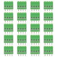 C52344 20ชิ้นขั้วต่อแผ่นวงจรพิมพ์สีเขียวที่ยึดสกรูเทอร์มินัลเชื่อมต่อ PCB 6A เทอร์มินอลบล็อกอิเล็กทรอนิกส์