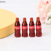 SPHO 4pcs dollhouse Miniature โค้กเครื่องดื่มโซดาน้ำดื่มอุปกรณ์ครัวของเล่น