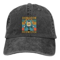 Washed Mens Baseball Cap Dungeon Meowster Funny Nerdy Trucker Snapback Caps Dad Hat DnD Game Golf Hats