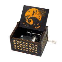 Halloween Wooden Music Box Laser Engraving Retro Wooden Sunshine Music Box Birthday Christmas Valentines Day Gift