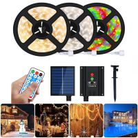 Solar Panel Powered LED Strip Lights Outdoor Waterproof Colorful SMD2835 LED Tape Ribbon for DIY Fence Roof Garden Decoration