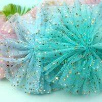 15cm 2meters Golden Star Tulle Fabric Ribbon 6inch Mesh Tape DIY Hairbow Tutu Skirt Pom Dress Trimming Lace Christmas Decoration Gift Wrapping  Bags