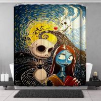 Bernicl Nightmare Before Christmas Zombie Bride Jack Shower CurtainBathroom Curtain Waterproof Fabric Halloween Decor with Hooks