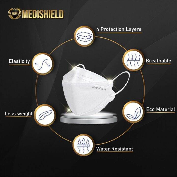 Medishield 10pcs Medi Kf94 Mask Face Mask Medical Grade Disposable Face