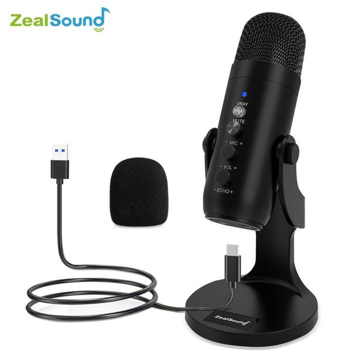 ZealSound USB Microphone Condenser Computer PC MicPlug Play Gamer