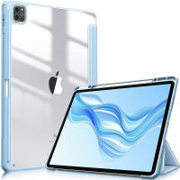 Fintie Hybrid Slim Case for iPad Pro 12.9-inch 5th Generation 2021 - [Built-in Pencil Holder] Shockproof Cover with Clear Transparent Back Shell, Also Fit iPad Pro 12.9" 4th/3rd Gen (Blue)