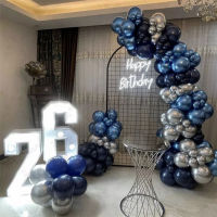 129pcs Chrome Blue Balloon 16 18 20 30 50 Years Silver Number Birthday Anniversary Party Decor Balloon Globos Supplies