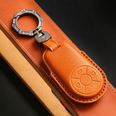 smart key cover case car keyring shell for Great Wall Euler Good Cat 2021 genuine  leather skin