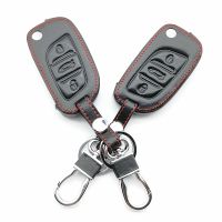 ▬ 2022 Soft Leather Key Fob Cover Case For Citroen C2 C3 C4 C5 C4L DS3 DS4 DS5 DS6 3 Buttons Remote Car Flip Key Shield Protector
