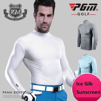 Mens Polo Tshirt เสื้อฤดูร้อนชุดชั้นในแขนยาวเสื้อกอล์ฟ Sun UV Protection Ice เสื้อยืดผ้าไหม Cooling กอล์ฟเครื่องแต่งกายสำหรับชาย