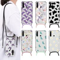 Necklace Case For Xiaomi Redmi Note 8 Pro 8T T Flower TPU Cover Coque For Redmi note8 note8t 8pro Strap Cord Lanyard Cases Back