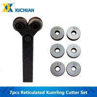 7pcs Dual Wheel Knurling เครื่องมือ ชุด Reticulated Knurling 0.5mm 1mm 2mm Lathe Cutter Wheel Knurling เครื่องมือ Linear Pitch Knurl Set