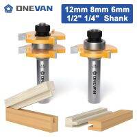 ONEVAN 2 ชิ้น 47 มม. (1-7 / 8－) ลิ้นและร่องเราเตอร์บิตชุด 8 มม. ก้าน T-Slot Joint Assembly Milling Cutter สําหรับงานไม้