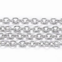 1m 3.28 Feet 304 Stainless Steel Cable Chains Soldered Oval Stainless Steel Color 2x1.5x0.4mm