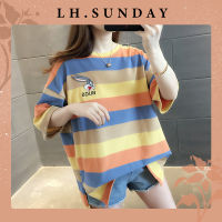 LH.Sunday ลุคชิลๆสบายๆ เสื้อยืดลายการ์ตูนโทนสีเทลสีสันสดใส ปังได้ทุกลุคทุกแนว