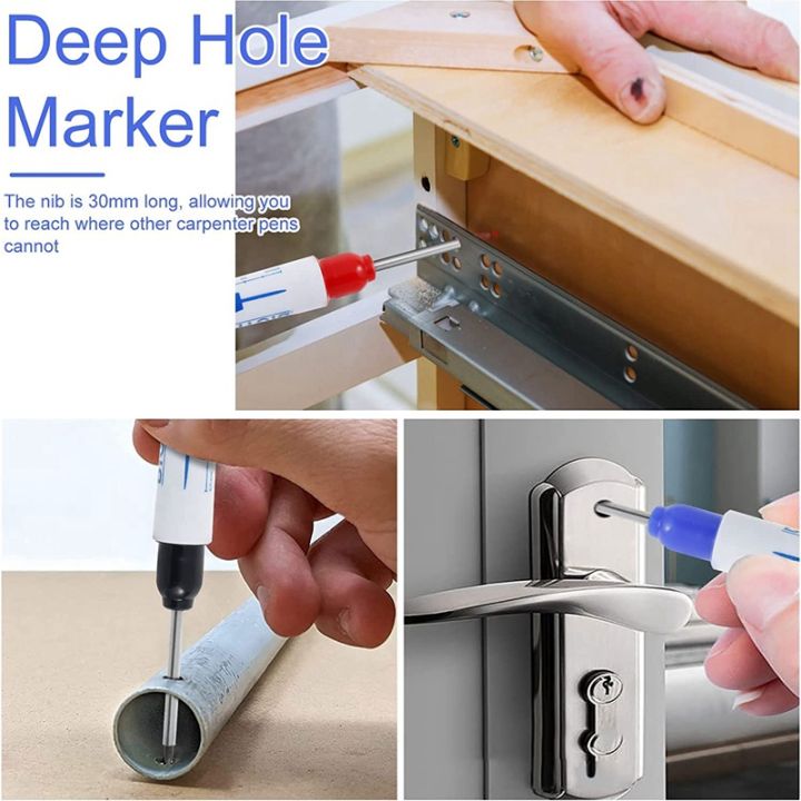 10pcs-deep-hole-marker-pen-multi-purpose-long-nib-deep-reach-marker-pen-carpentry-plastic-metal-glass-marking-tool
