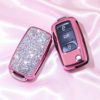 Funny Luxury Diamond Car Key Case Cover For VW Volkswagen Polo Golf Passat Beetle Caddyt5 Up Eos Tiguan Skoda A5 SEAT Leon Altea