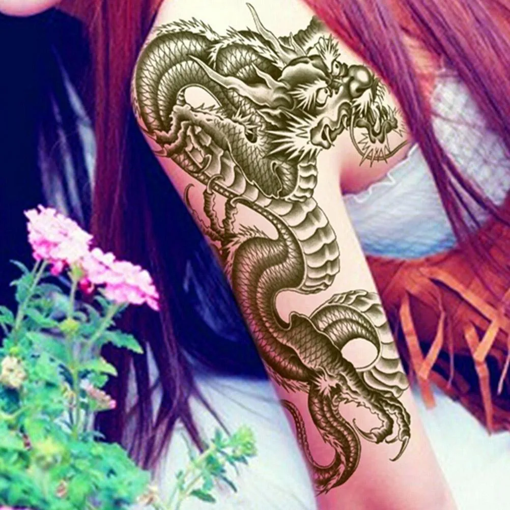 Graceful 3D Black Dragon Removable Waterproof Temporary Tattoo Arm Leg Body  Art Sticker | Lazada
