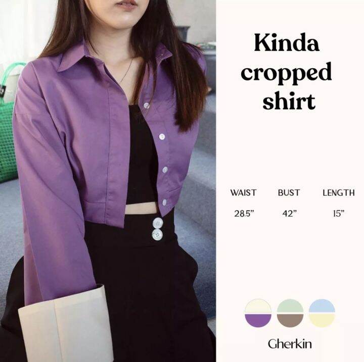 kinda-cropped-shirt-butterfly-pea-panna-cotta-เสื้อเชิ้ตครอป