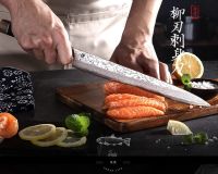 มีดซูชิ Sushi Sashimi knife, Yanagiba chef knife มีดเชฟญี่ปุ่น ใบ 11" เหล็ก Japan AUS-10 Damascus 67-Layers ด้าม Ebony พร้อมฝักไม้